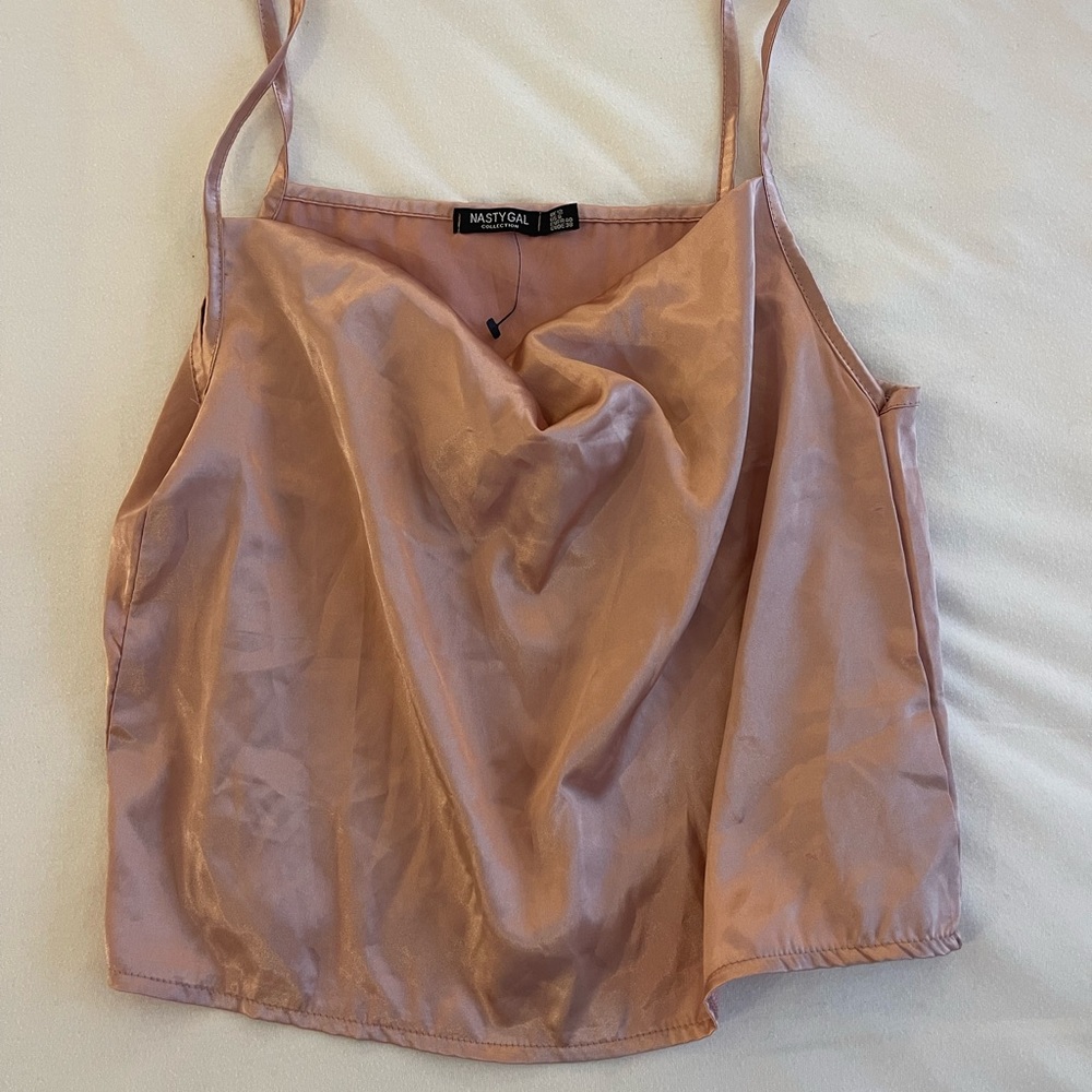 Pink nasty gal silk top